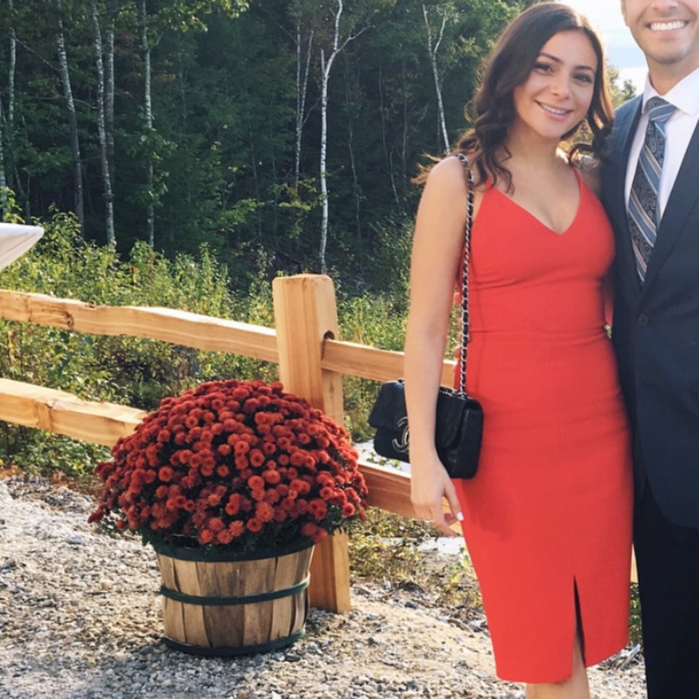 WORN ONCE!  Red dress from Bloomingdale’s!